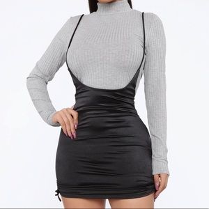 Fashion Nova Black Satin Skirtall